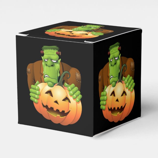 Frankenstein Monster Cartoon with Pumpkin Favour Box (Front Side)