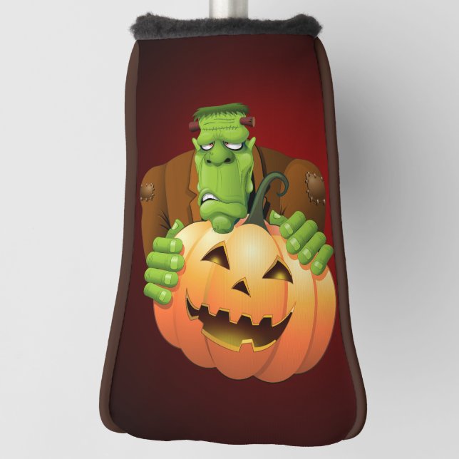 Frankenstein Monster Cartoon with Pumpkin Golf Head Cover (Rotate 90)