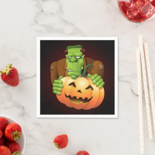 Frankenstein Monster Cartoon with Pumpkin Napkin