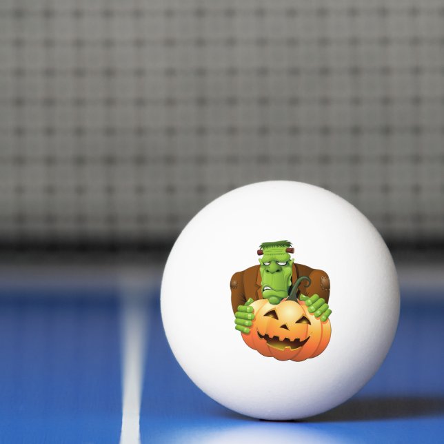 Frankenstein Monster Cartoon with Pumpkin Ping Pong Ball (Net)