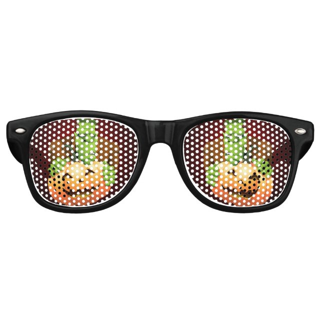Frankenstein Monster Cartoon with Pumpkin Retro Sunglasses (Front)