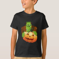 Frankenstein Monster Cartoon with Pumpkin