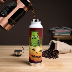 Frankenstein Monster Cartoon with Pumpkin Water Bottle