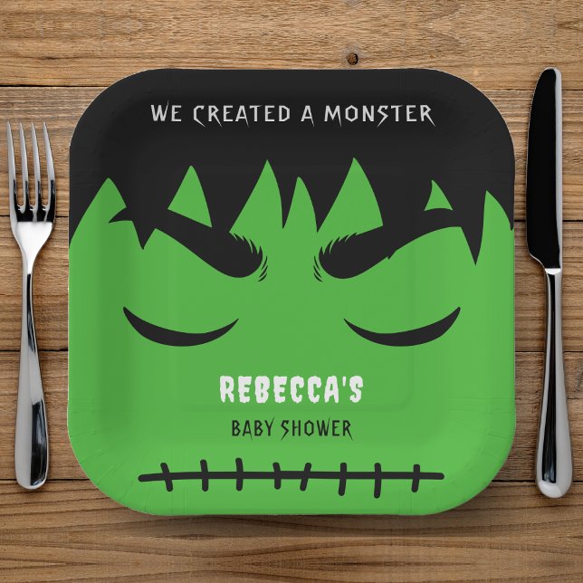 Frankenstein Monster Halloween Baby Shower Paper Plate (Frankenstein Monster Halloween Baby Shower Paper Plates
)