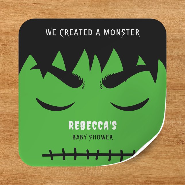Frankenstein Monster Halloween Baby Shower Square Sticker (Frankenstein Monster Halloween Baby Shower Square Sticker
)