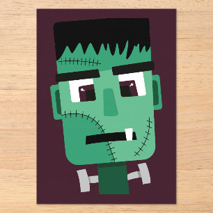 Frankenstein Monster Illustration Acrylic Invitations