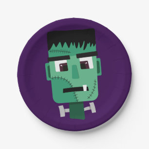 Frankenstein Monster Illustration Paper Plate