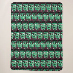 Frankenstein Monster Illustration Sherpa Blanket
