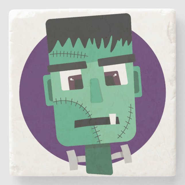 Frankenstein Monster Illustration Stone Coaster (Front)