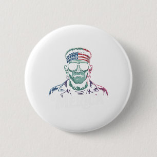 Frankenstein Monster Lover Sungles Usa Flag 4th Of 6 Cm Round Badge