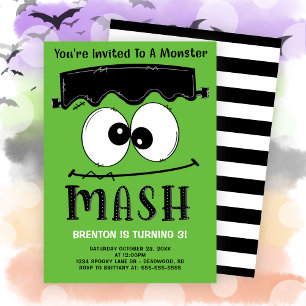 Frankenstein Monster Mash Halloween Birthday Party Invitation