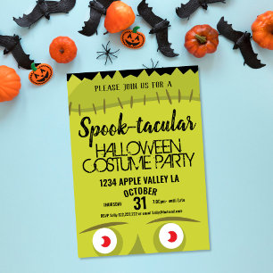 Frankenstein monster spooky halloween party invitation