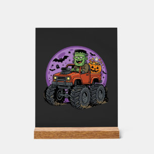 Frankenstein Monster Truck Halloween Graphic Desig Acrylic Sign
