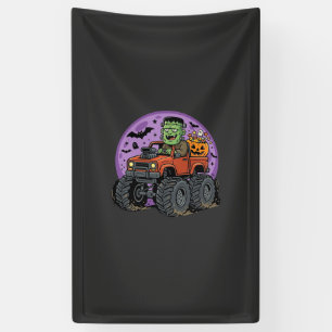 Frankenstein Monster Truck Halloween Graphic Desig Banner