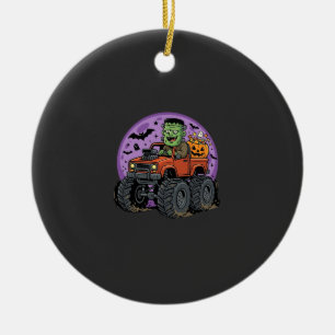 Frankenstein Monster Truck Halloween Graphic Desig Ceramic Ornament