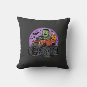 Frankenstein Monster Truck Halloween Graphic Desig Cushion