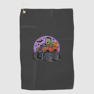 Frankenstein Monster Truck Halloween Graphic Desig Golf Towel