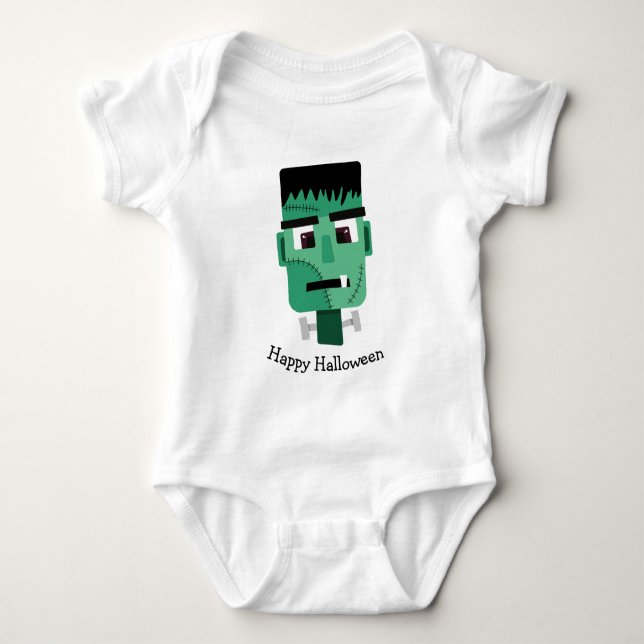 Frankenstein Monster's Head Baby Bodysuit (Front)
