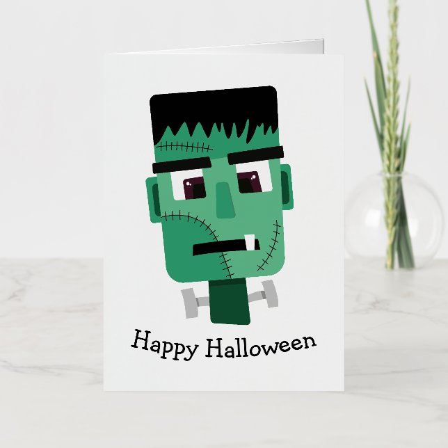 Frankenstein Monster's Head Foil Greeting Card (Front)