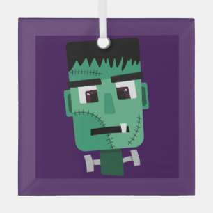 Frankenstein Monster's Head Glass Tree Decoration