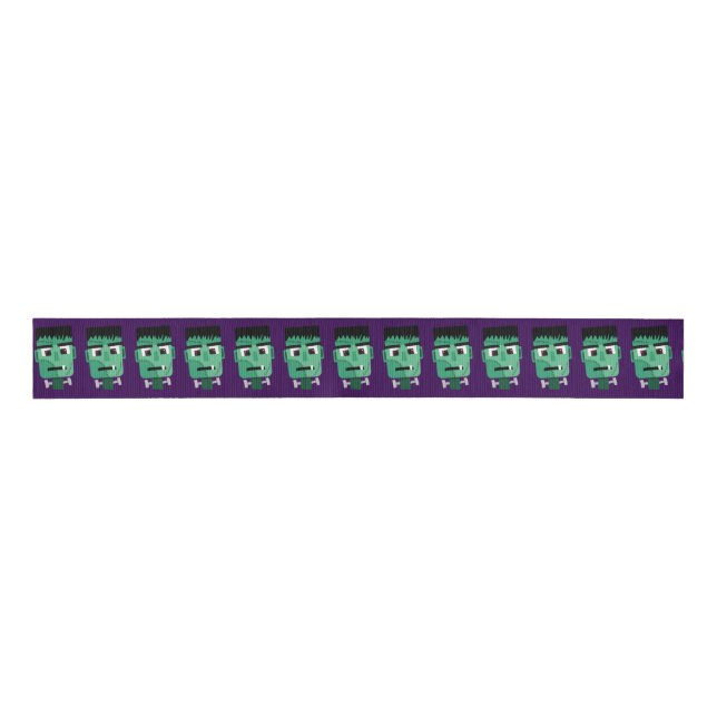 Frankenstein Monster's Head Grosgrain Ribbon (Front)
