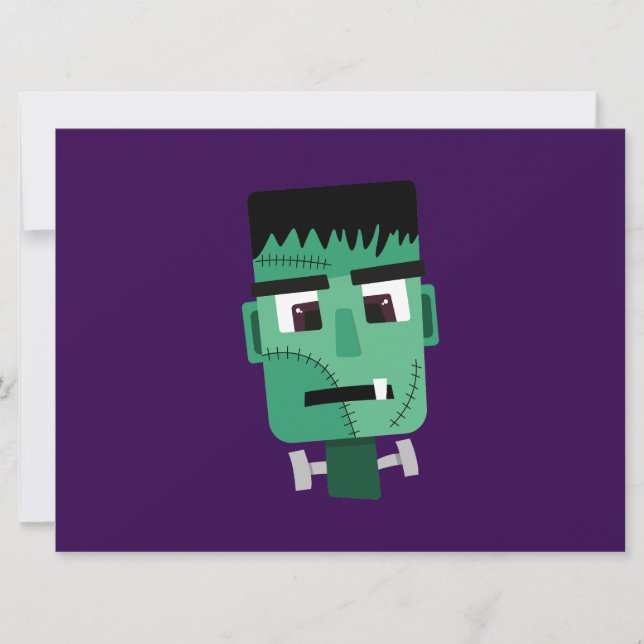 Frankenstein Monster's Head Holiday Card (Front)