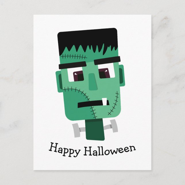 Frankenstein Monster's Head Holiday Postcard (Front)