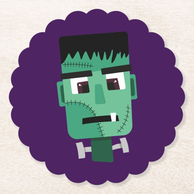 Frankenstein Monster's Head Paper Coaster (Front)