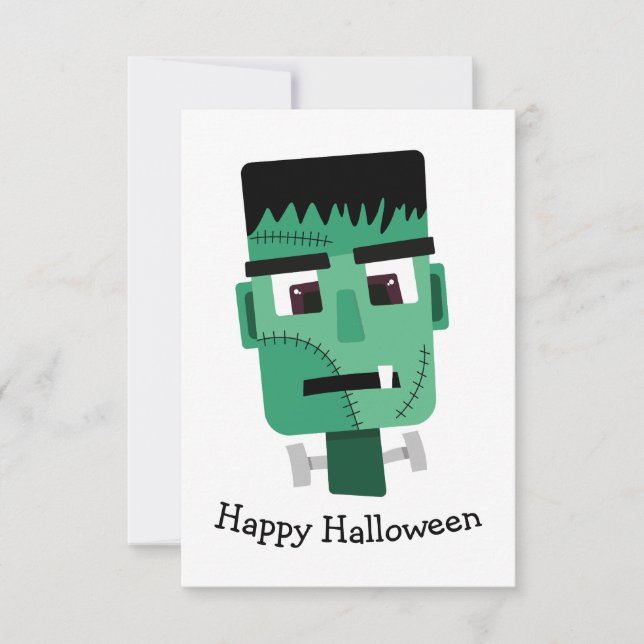 Frankenstein Monster's Head RSVP Card (Front)