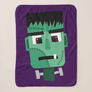 Frankenstein Monster's Head Sherpa Blanket