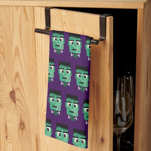 Frankenstein Monster's Head Tea Towel (Thirds Fold)