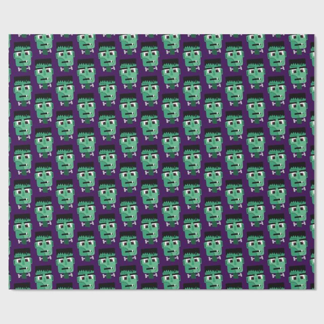 Frankenstein Monster's Head Wrapping Paper (Flat)
