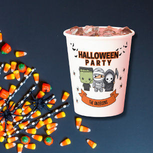 Frankenstein Mummy Grim Reaper Spooky Halloween Paper Cups