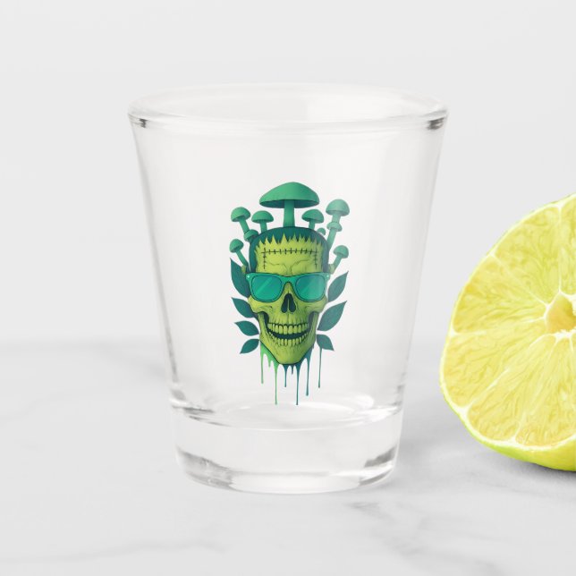 Frankenstein Mushroom Skull Shot Glass (Front)