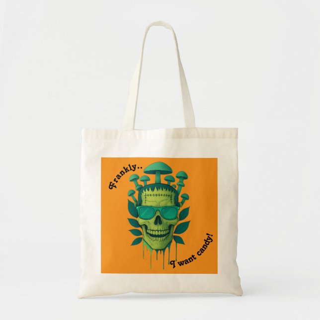Frankenstein Mushroom Skull Tote Bag (Front)