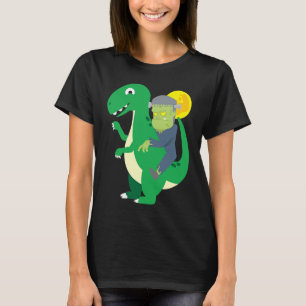 Frankenstein Riding Rex Cool Dinosaur Halloween Co T-Shirt