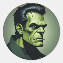 frankenstein round stickers