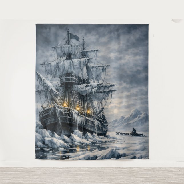 Frankenstein’s Arctic Pursuit by BurnsInHell Tapestry (Front)
