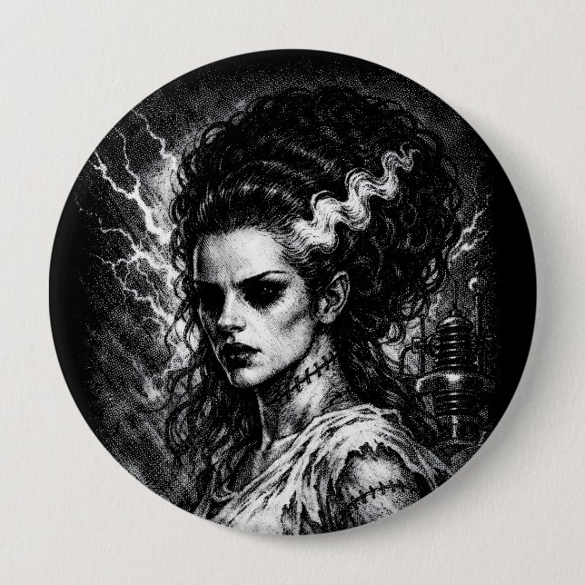 Frankenstein’s Bride — Resurrected by BurnsInHell 10 Cm Round Badge (Front)