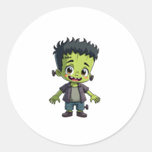 Frankenstein’s Monster – Cute Halloween Cartoon Sh Classic Round Sticker