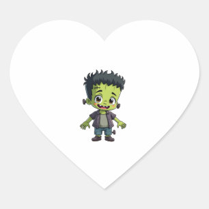 Frankenstein�s Monster � Cute Halloween Cartoon Sh Heart Sticker