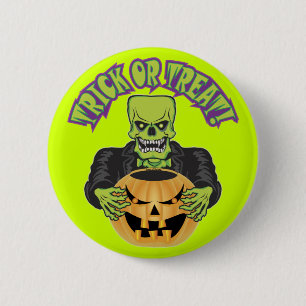 Frankenstein Skull 6 Cm Round Badge