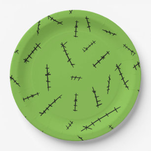 Frankenstein Stitches Paper Plate