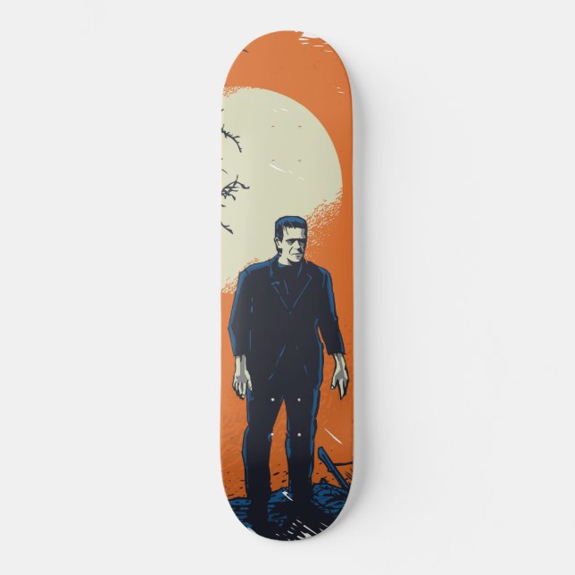 Frankenstein under the moon - orange skateboard (Front)