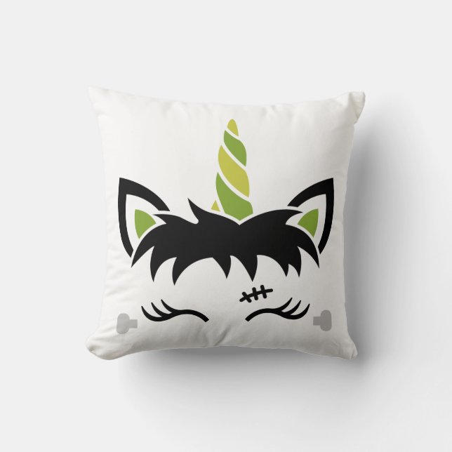 Frankenstein Unicorn Bat Pattern Halloween Decor Cushion (Front)