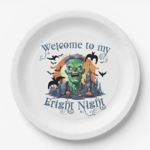 Frankenstein Welcome To My Fright Night Paper Plate