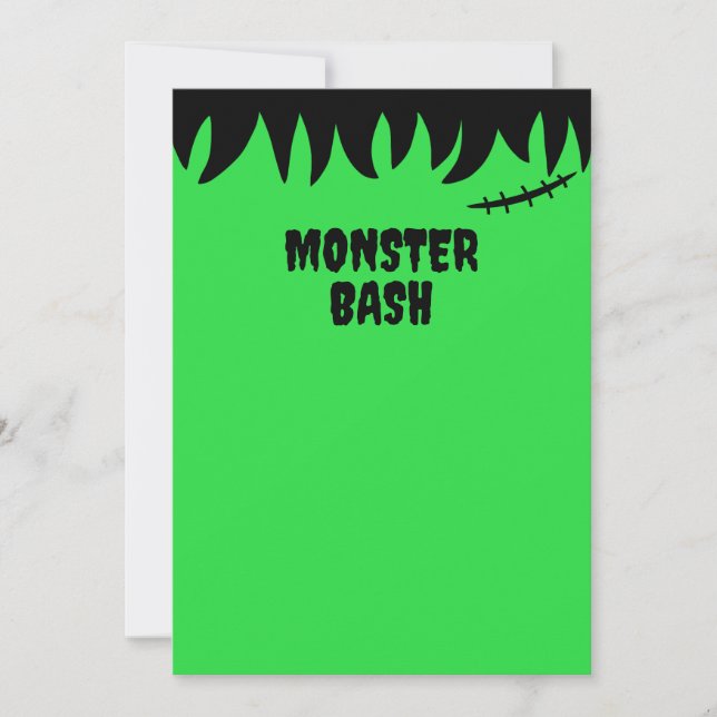 Frankenstein's Monster Stitches Scars and Hair Invitation (Front)