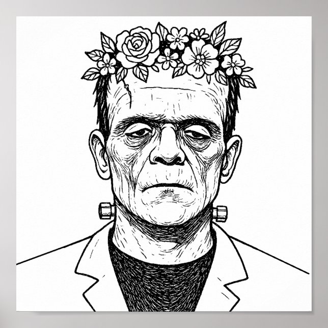FRankenstien with a flower crown Poster (Front)