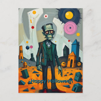 Frankenstien's Monster Happy Halloween Holiday Postcard