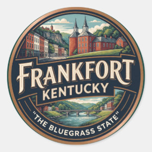 Frankfort Kentucky Capital Retro Travel Memory Classic Round Sticker